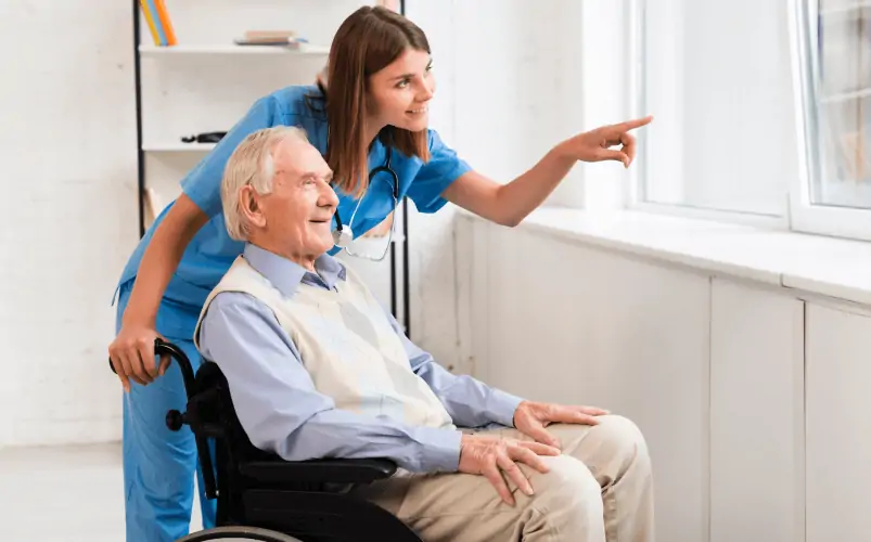 A nurse serving patient at Home