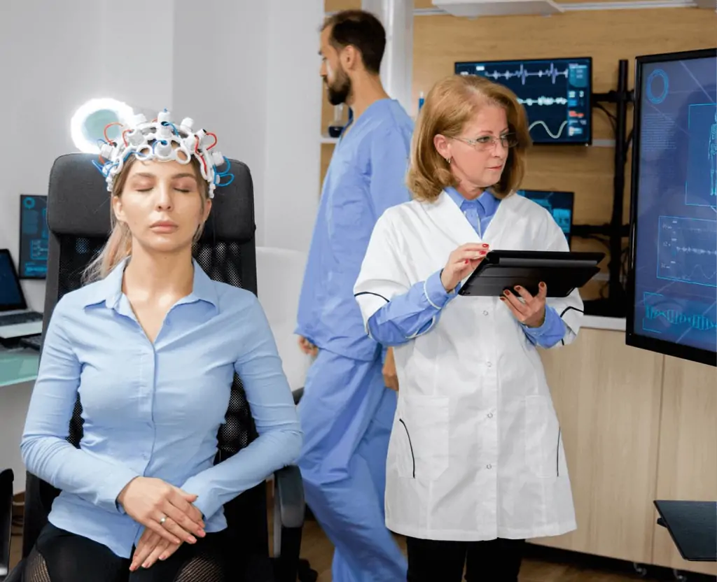 Female Doctor In Neuroscience Checking Brain